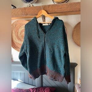 UNIQLO x MARNI Collaboration Oversize Full Zip Hoodie blue brown Knit wool Med